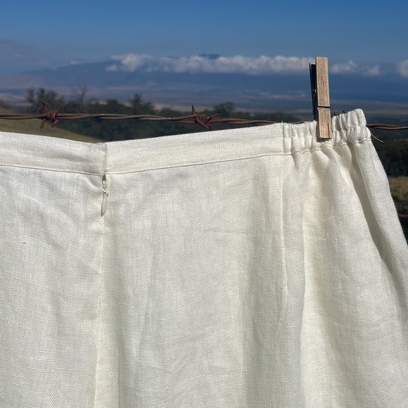 IVORY Linen Cropped Wide Leg Pants Linea By Louis Dell’Olio 1X - Picture 7 of 9
